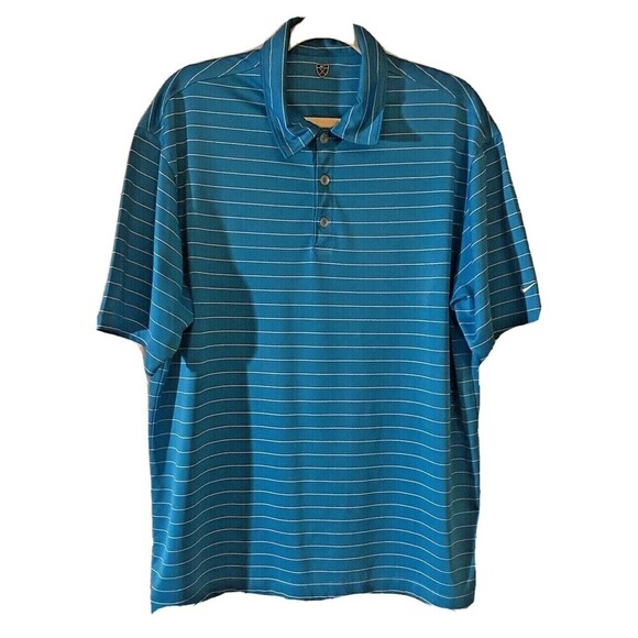 Nike Golf Shirt Men's Sz. XL Dri Fit Polo Short Sleeve Collared Striped Logo - Picture 1 of 7